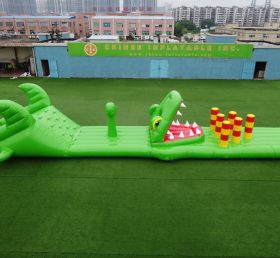 T10-109 Krokodiltema oppblåsbar hindringskurs for barn oppblåsbare vannsportspillfestaktiviteter