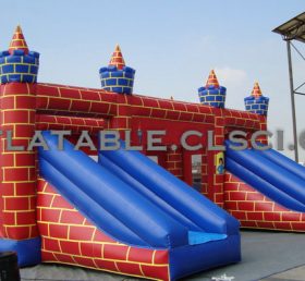 T2-2305 Oppblåsbar trampoline slott kombinasjon