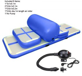 AT1-077 6 sett (4 matter + 1 ruller + 1 luftpumpe) oppblåsbart husholdningsutstyr luftpute treningssett/husholdningsluftpute
