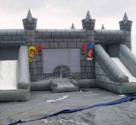 IC1-001 Voksen barn oppblåsbar grå slott trampoline