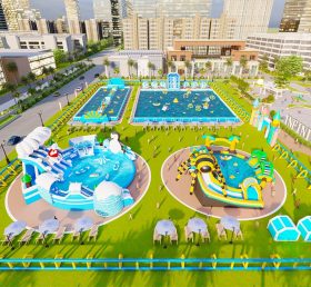IS11-4013 Giant oppblåsbar område oppblåsbar fornøyelsespark utendørs lekeplass svømmebasseng