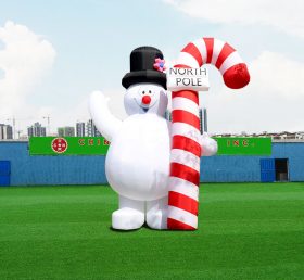 C1-218 Candy stokk oppblåsbar jul snømann