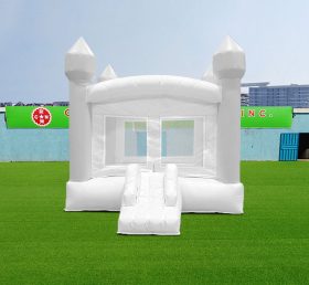 T2-3560 Hvit bryllup oppblåsbart slott med lysbilde