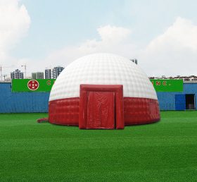 Tent1-4672 Rød og hvit kuppeltelt for store utstillinger
