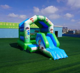 T2-2723K Fotball-tema barns oppblåsbare slott med lysbilde